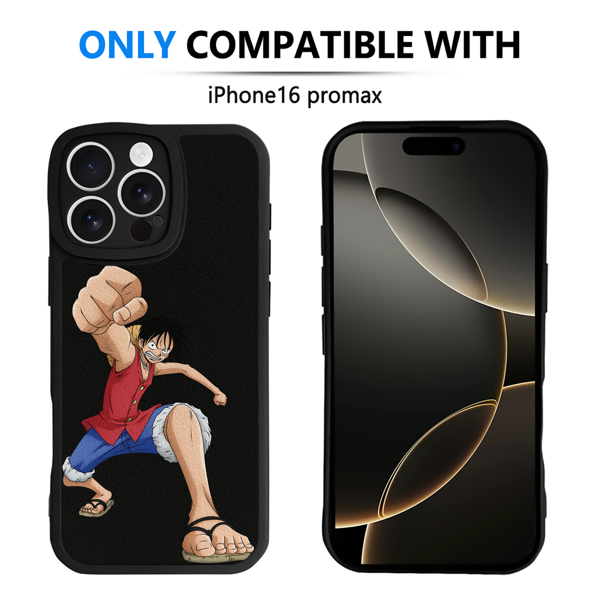 （画像用） ワンピース モンキー・D・ルフィ ONE PIECE Monkey D. Luffy 【iPhone 16シリーズ対応】シリコンスマホケース（レザー調） 材質：シリコン